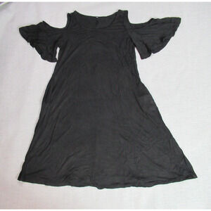 Hao Mei Li Dress Womens Size 2XL Black Cold Shoulder Shift Maxi Minimalist New